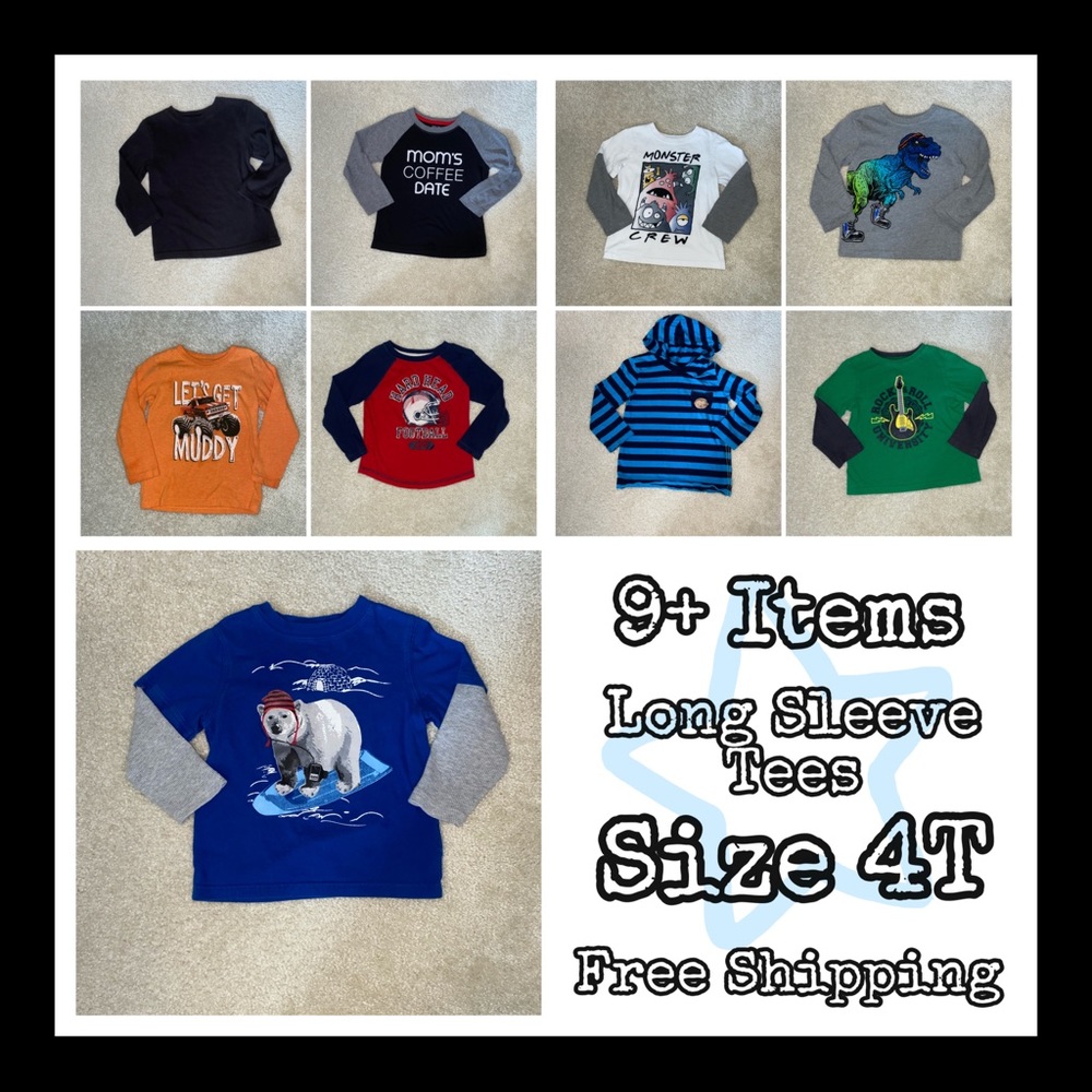 Little Boy Long Sleeve Tees Bundle 9+ Items Sz. 4T